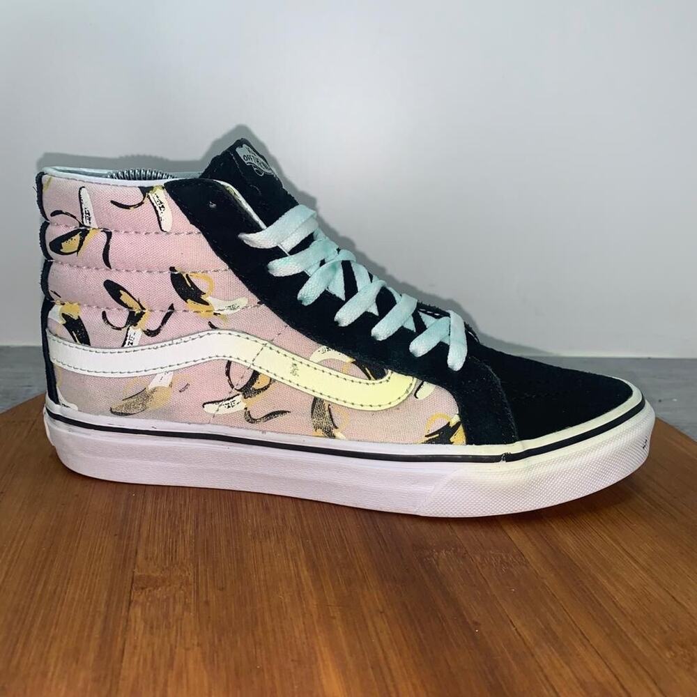 Andy Warhol Vans Off The Wall Mens 5.5 Womens 7 Pink Banana High Top Skate Shoes